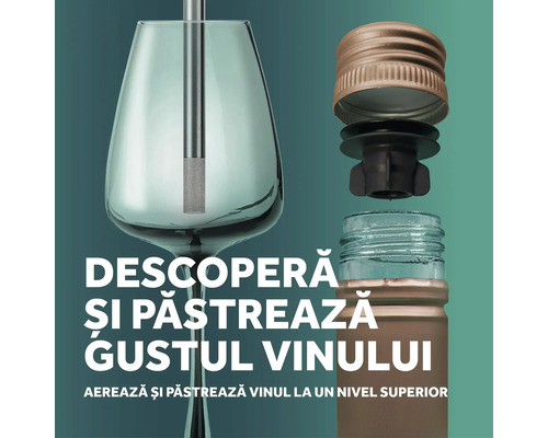Vinificator cu pahar si sticla cu dop