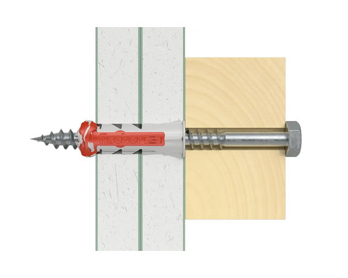 Diblul Fischer cu șurub în perete și lemn