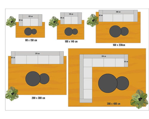 Diverse dimensiuni de terase cu mobilier și plante