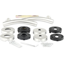 Set clanțe de ușă din oțel inoxidabil cu rozete și material de fixare