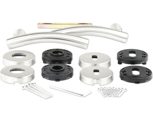 Set clanțe de ușă din oțel inoxidabil cu rozete și material de fixare