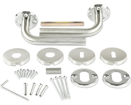 Set mânere de ușă din oțel inoxidabil cu rozete și material de fixare