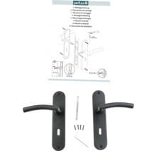 Mânere ușă cu șild Pertura Erla 72/240 mm oțel inoxidabil, pentru cheie BB, negru