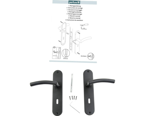 Set mânere de ușă cu instrucțiuni de montaj