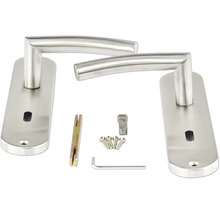 Mânere ușă cu șild Pertura Erla 72/240 mm oțel inoxidabil, pentru cheie BB
