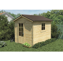 Cabină de grădină din lemn cu fereastră și ușă în grădină