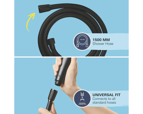 Furtun de duș de 1500 milimetri cu racord universal