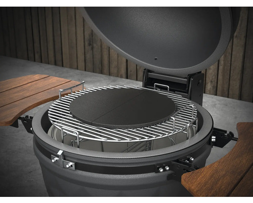 Grătar ceramic deschis cu grătar și mese laterale