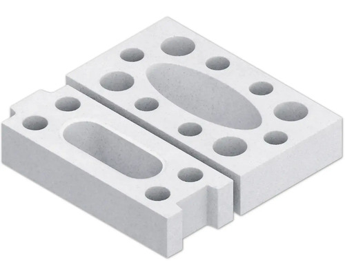 Două blocuri de beton celular cu scobituri