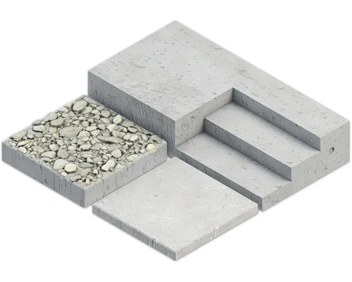 Ilustrație cu diferite plăci de beton și trepte din beton