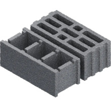 Două blocuri de cofraj din beton cu goluri pentru construcții