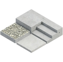 Ilustrație cu plăci de beton, pavaj de beton și scară bloc