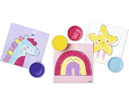 Culori și motive de pictat cu unicorn, curcubeu și stea