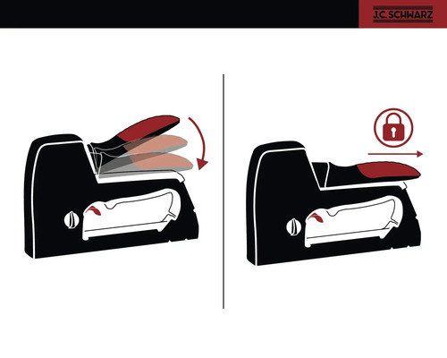 Imagine cu o funcție de siguranță a capsatorului. Pictograma lacăt indică o poziție blocată.