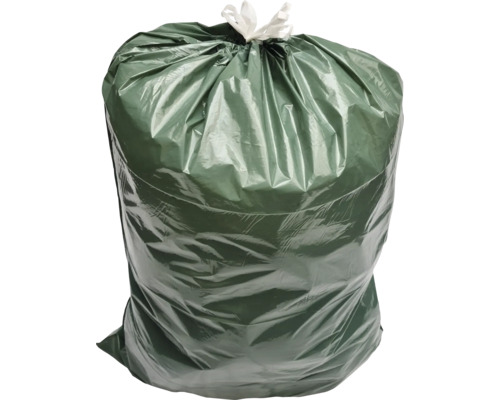 Sac de gunoi plin, din plastic, cu bandă de închidere