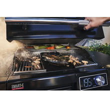 Se prepară un grătar cu pește, legume și așchii de lemn.