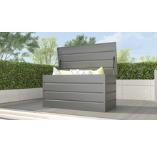 Cutie de depozitare gri deschisă cu perne în grădină