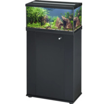 Acvariu cu dulap inferior, plantat și decorat cu pietre