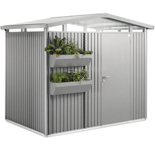 Cabină de scule metalică cu ușă și două jardiniere