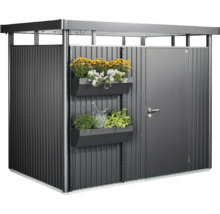 Magazie de grădină din metal cu ușă și jardiniere