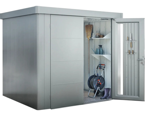 Dulap de grădină cu ușă glisantă, rafturi și suport pentru scule pentru depozitarea uneltelor de grădină