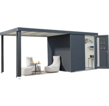 Cabină de grădină modernă cu acoperiș și zonă de relaxare