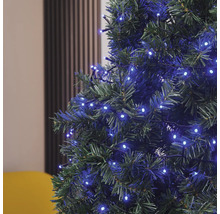 Prim-plan cu un pom de Crăciun cu lumini albastre