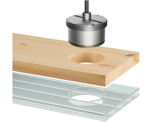 Freza carotieră găurește lemn și panou de plastic