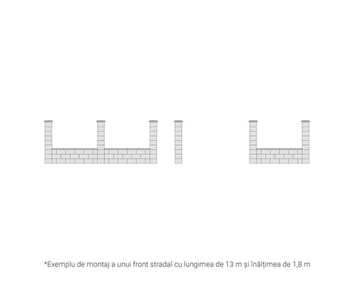 Exemplu de instalare a unei fațade stradale cu o lungime de 13 m și o înălțime de 1,8 m