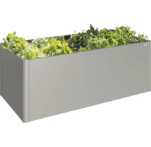 Jardinieră dreptunghiulară gri cu salată și ierburi aromatice