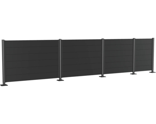 Gard de protecție vizuală cu elemente orizontale și stâlpi