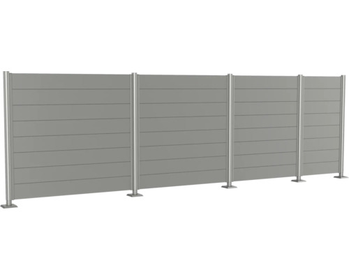 Gard de confidențialitate din panouri orizontale cu stâlpi metalici