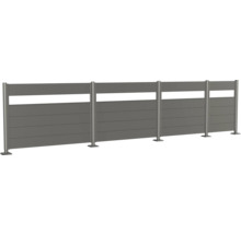 Gard de intimitate din aluminiu cu lamele orizontale și stâlpi