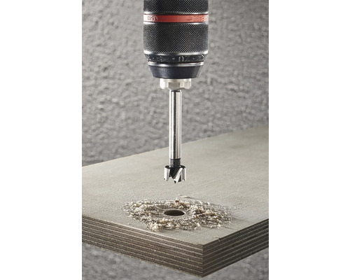 Burghiu Forstner găurește o scândură de lemn