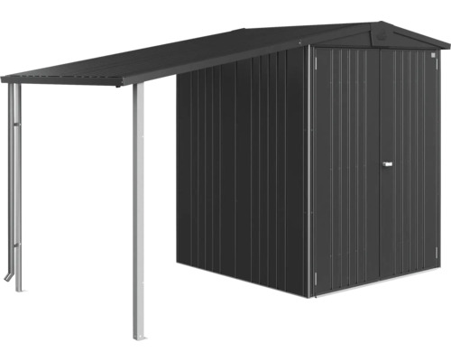 Magazie metalică de grădină cu copertină pentru depozitarea uneltelor de grădină și a sculelor