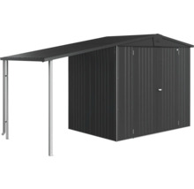 Magazie metalică de grădină cu copertină pentru unelte de grădinărit și scule