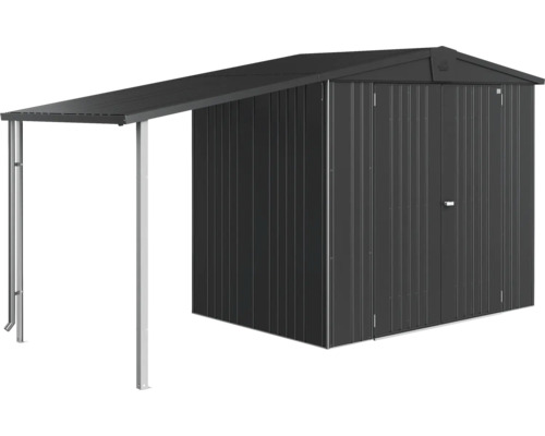 Magazie metalică de grădină cu copertină pentru unelte de grădinărit și scule