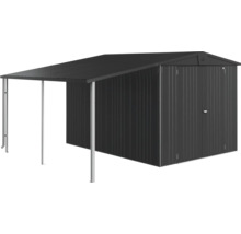 Magazie metalică de grădină cu copertină pentru depozitarea uneltelor de grădină