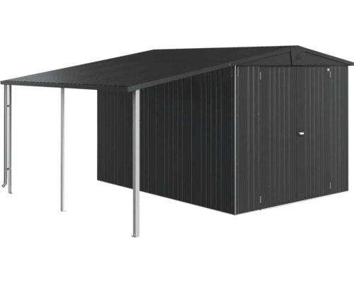 Magazie metalică de grădină cu copertină pentru depozitarea uneltelor de grădină