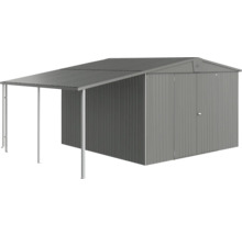 Magazie metalică de scule cu copertină pentru unelte de grădină și scule