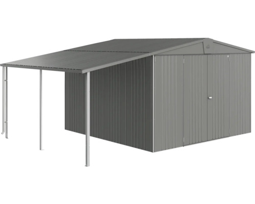 Magazie metalică de scule cu copertină pentru unelte de grădină și scule