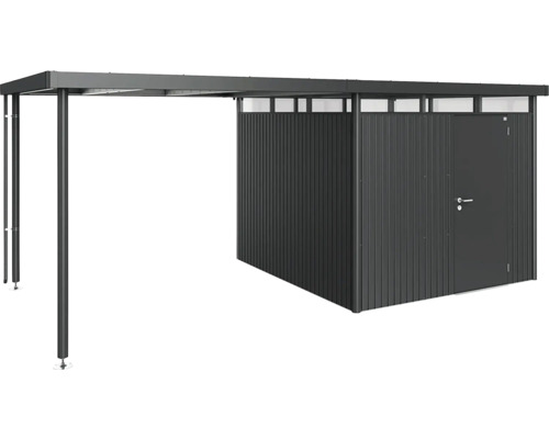 Copertină metalică pentru mașină cu spațiu de depozitare