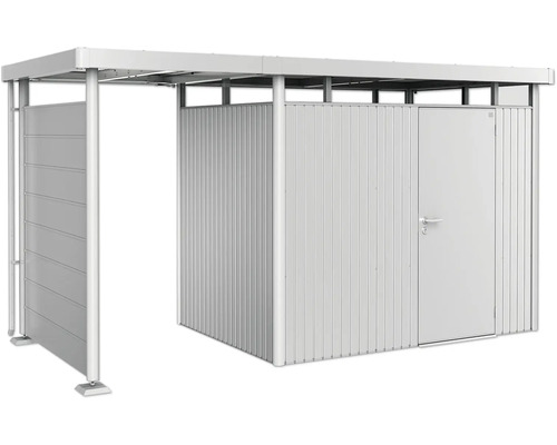 Cabină de grădină metalică cu ușă glisantă și ușă laterală