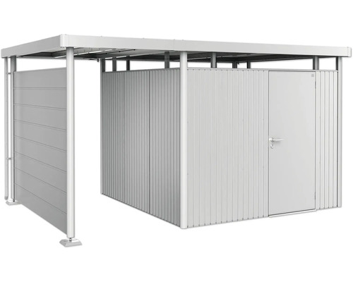 Magazie metalică pentru unelte cu acoperiș și ușă