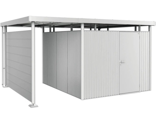 Magazie metalică pentru unelte cu ușă și acoperiș pentru grădină