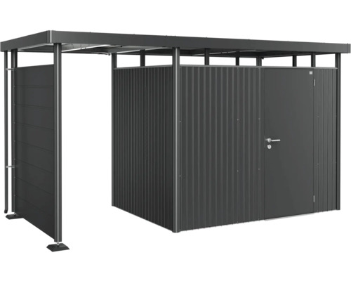 Garaj metalică pentru biciclete cu ușă blocabilă și loc de parcare deschis