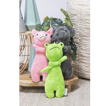 Set figurine de pluș cu porc, koala și broască pe o masă