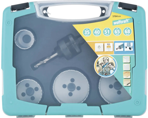 Set de carote Wolfcraft în cutie de plastic