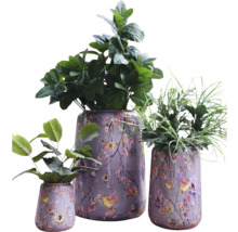 Trei jardiniere plantate cu model floral