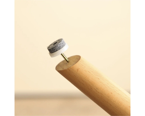 Picior de mobilă din lemn cu alunecător din pâslă și șurub